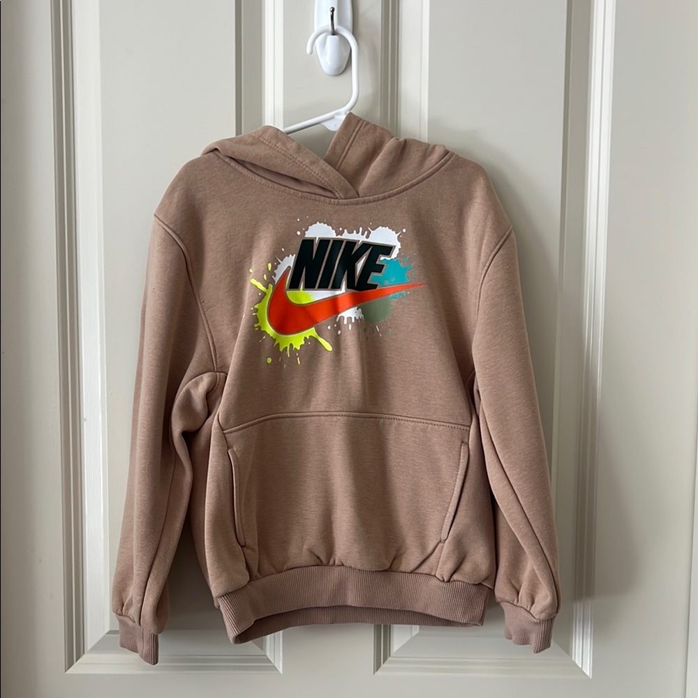 Nike Brown Hoodie with Colorful Logo